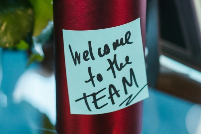 Sign that reads "Welcome to the team".