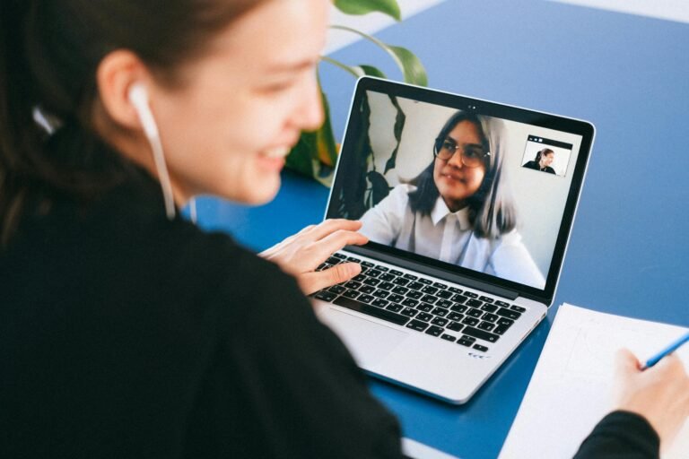 Two people in a virtual interview.