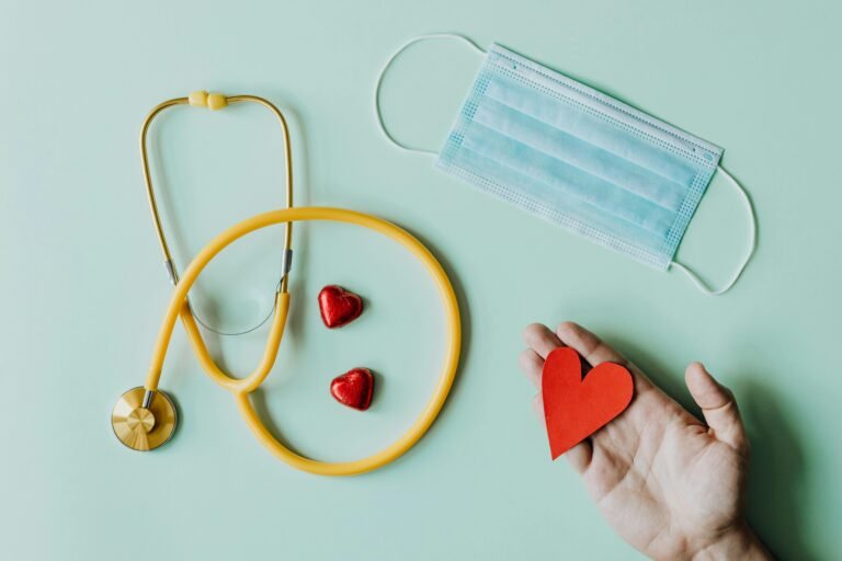 Items that a summer camp nurse would use including a mask and stethoscope.