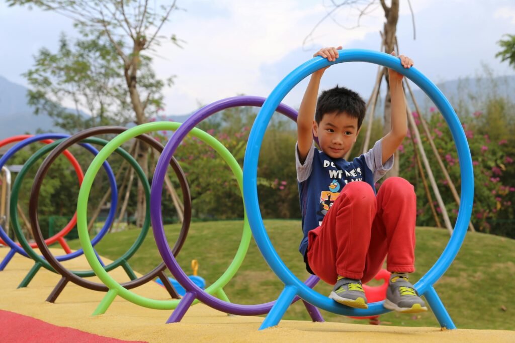 Camper participating in an activity designed by the camp activities director.