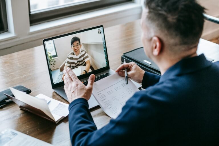 Career mentor in a virtual meeting with their mentee.