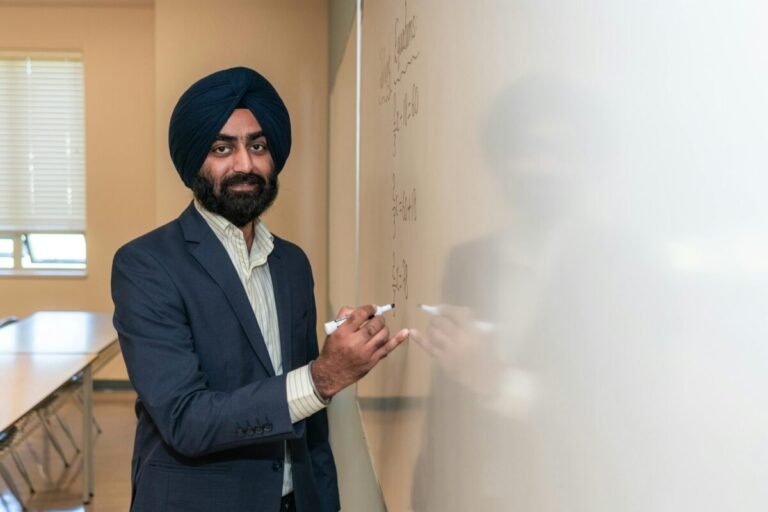 College adjunct professor teaching a class.